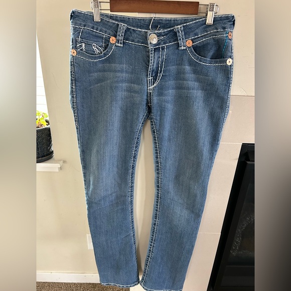 True Religion Joey Super T Jeans Womens 30 Low Rise Flap Pockets Y2K Denim EUC - Picture 5 of 15